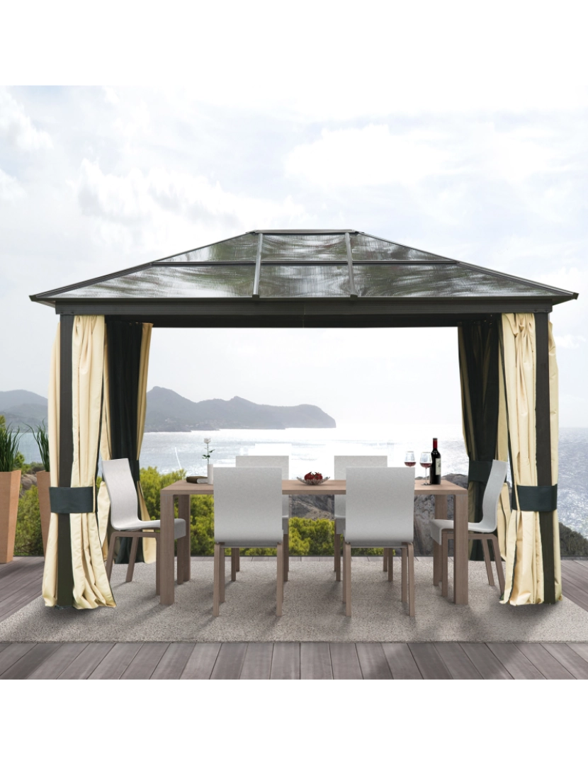 imagem de Pérgola para Jardim 3x3.6x2.65m cor bege e marrom 01-08652