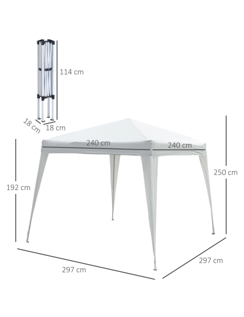 imagem de Tenda Dobrável 297x297x250cm cor branco 840-159WT3