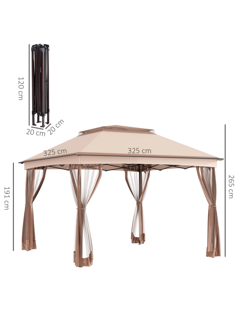 imagem de Tenda Exterior 325x325x265cm cor cáqui e marrom claro 840-1663