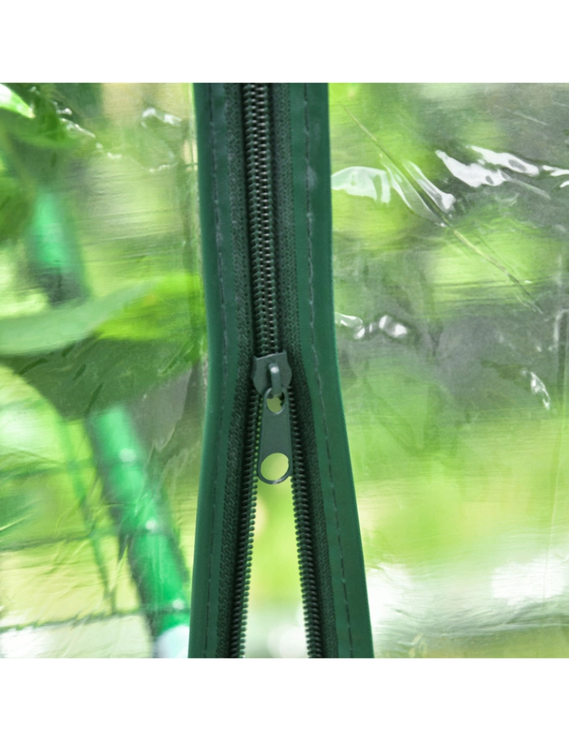 imagem de Outsunny Estufa Transparente de Jardim Estufa de Plantas de 3 Níveis com Prateleiras Estrutura de Aço 143x143x195cm Transparente e Verde4