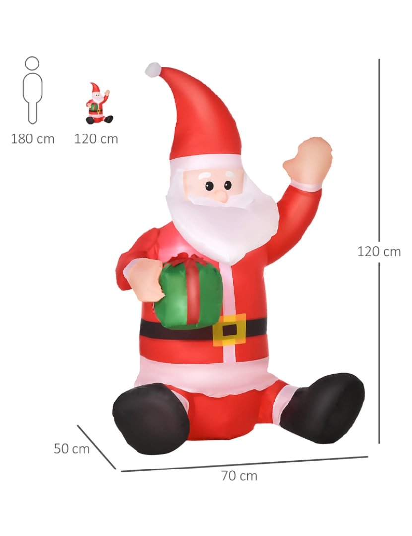 imagem de Decoração Insuflável de Natal 70x50x120cm cor branco e vermelho 844-1663