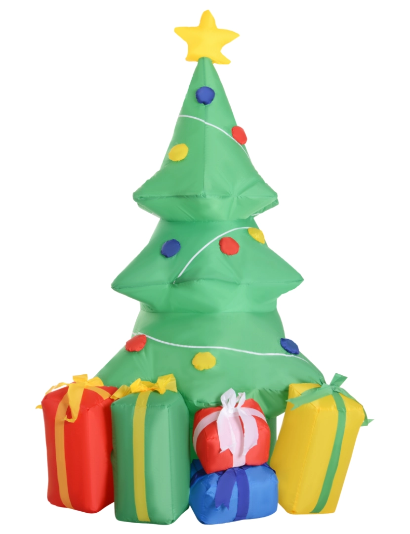 imagem de HomCom® Árvore de Natal Inflável 1.5m Árvore Decorativo com Enfeites de Prendas Iluminado LED1