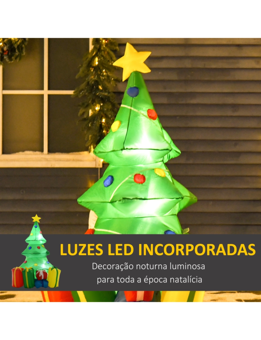 imagem de HomCom® Árvore de Natal Inflável 1.5m Árvore Decorativo com Enfeites de Prendas Iluminado LED4