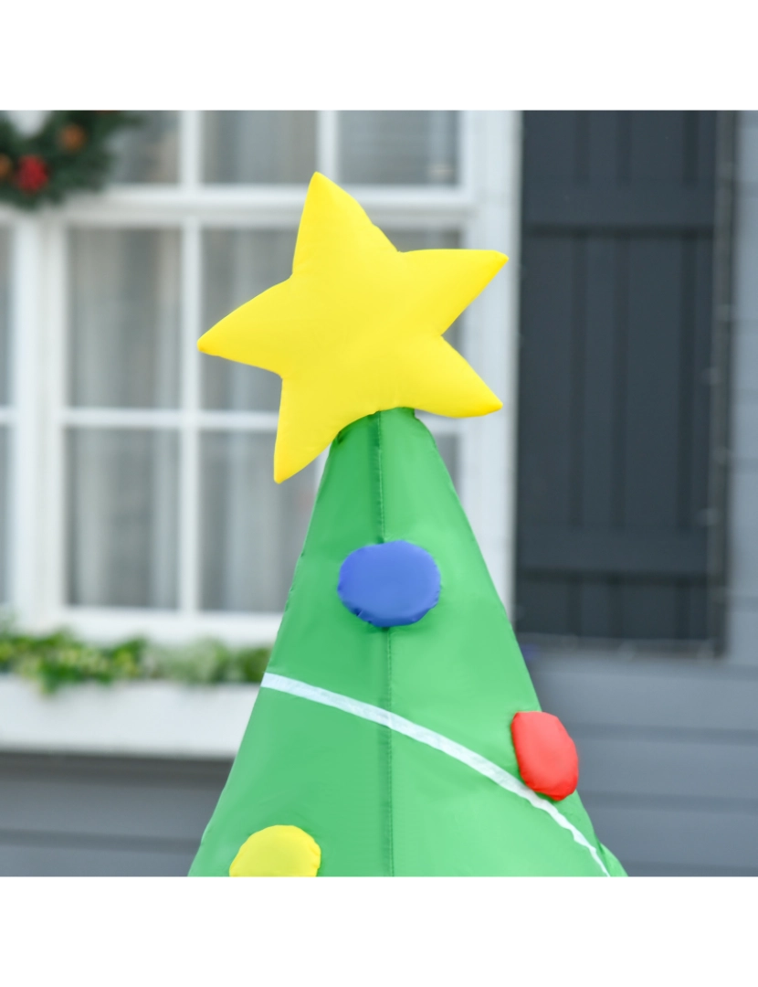imagem de HomCom® Árvore de Natal Inflável 1.5m Árvore Decorativo com Enfeites de Prendas Iluminado LED8