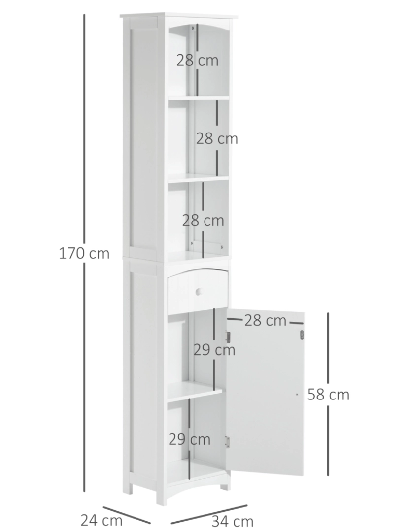 imagem de Armário Polivalente – Cor: branco - Madeira – 34 x 24 x 170 cm3