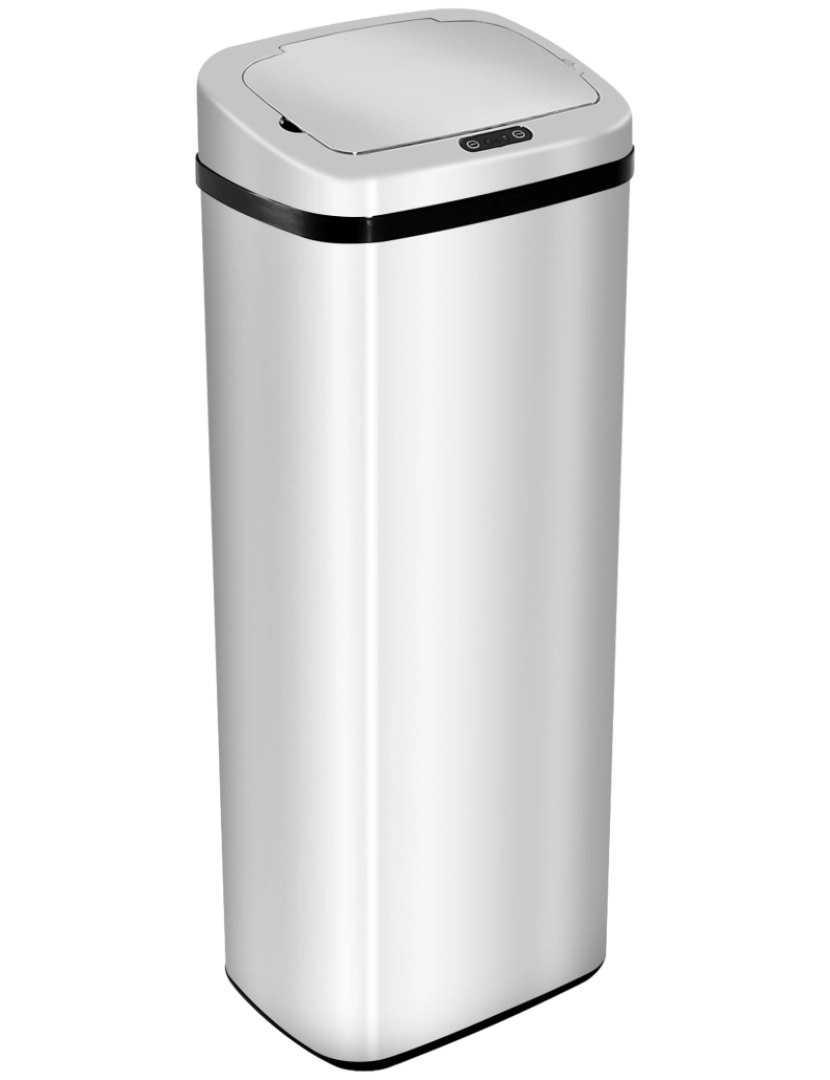 imagem de HOMCOM Balde de Lixo Inteligente 50L com Sensor Infravermelho Botão Tátil Balde de Lixo com Abertura Automática Quadrado 33x25x84 cm Prata1