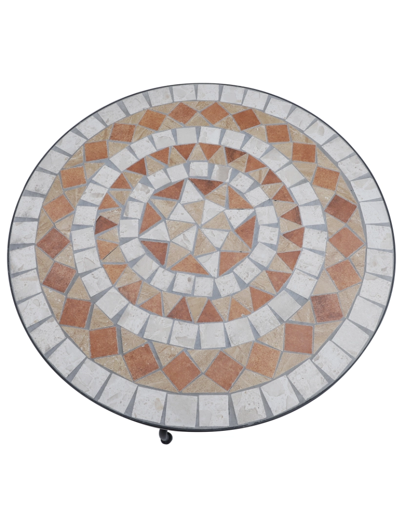 imagem de Outsunny Mesa de Jardim Mesa Mosaico Cerâmica e Redonda Mesita de Café para Varanda Terraço Φ60x71cm4