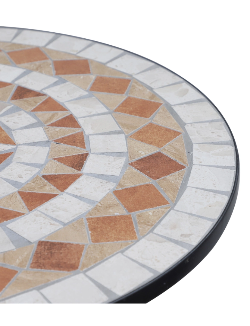 imagem de Outsunny Mesa de Jardim Mesa Mosaico Cerâmica e Redonda Mesita de Café para Varanda Terraço Φ60x71cm5