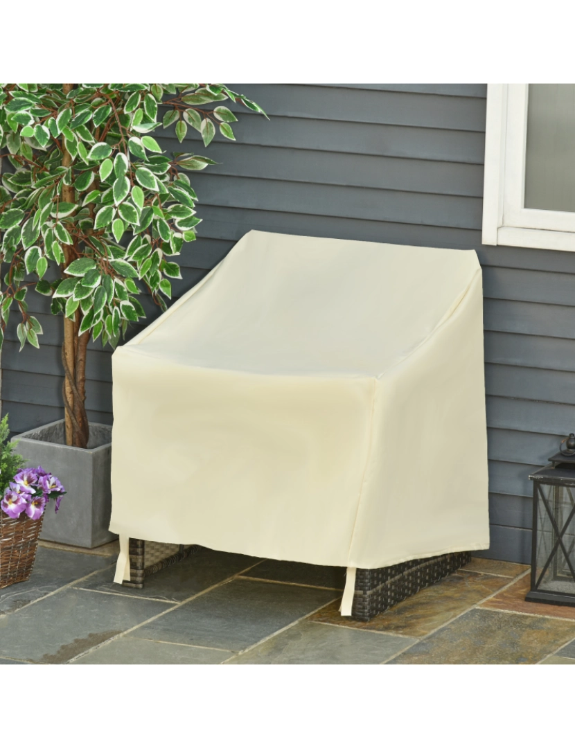 imagem grande de Outsunny Capa de Proteção para Cadeiras Cobertura de Móveis Proteção contra Chuva e Sol 68x87x77 cm 600D tecido Oxford2