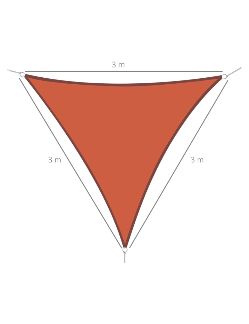 imagem de Outsunny Toldo Vela Triângulo tipo Guarda-sol para Varanda Jardim ou Campismo - Cor: Laranja - Polietileno - 3 x 3 x 3 m3