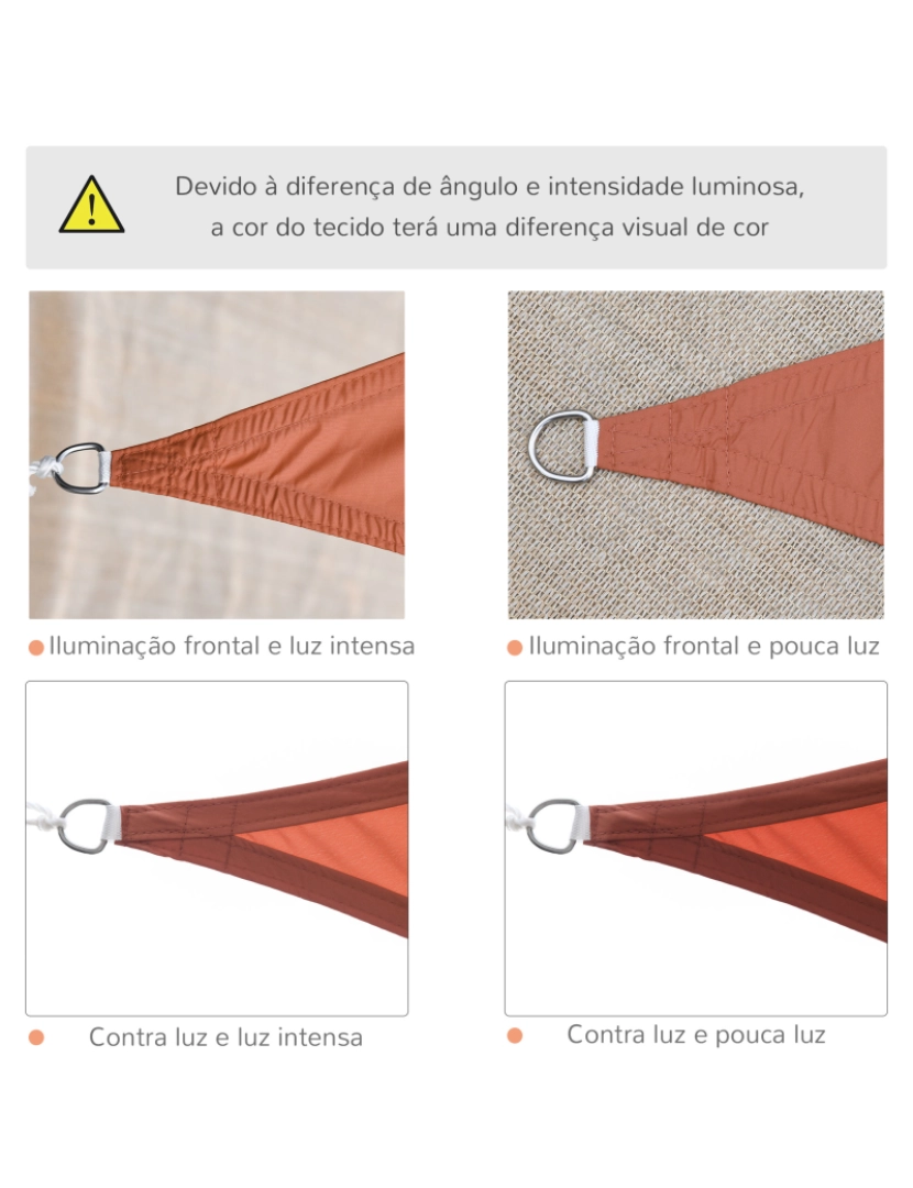 imagem de Outsunny Toldo Vela Triângulo tipo Guarda-sol para Varanda Jardim ou Campismo - Cor: Laranja - Polietileno - 3 x 3 x 3 m7