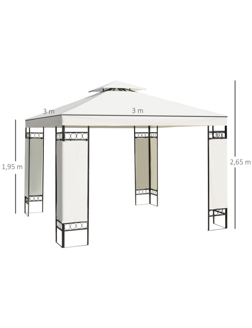 imagem de Pérgola Exterior 300x300x265cm cor creme e preto 100110-0763