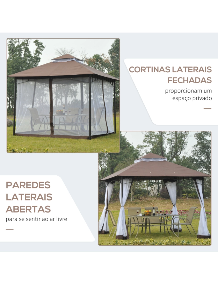 imagem de Pérgola de Exterior 295x295x270cm cor marrom e branco 84C-010CF6