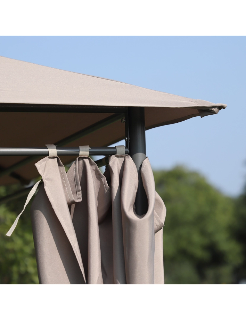 imagem de Outsunny Pégola de Jardim Pérgola de Exterior com Paredes Laterais Amovíveis e Estrutura de Aço para Festas Eventos 398x300x272 cm Cáqui7
