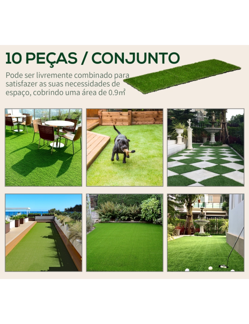 imagem de Relva Atificial 30x30x3,5cm cor verde 844-1277