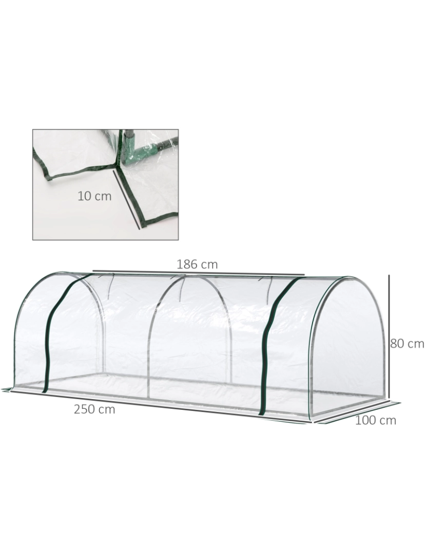 imagem de Estufa de Jardim 250x100x80cm cor transparente 845-3053