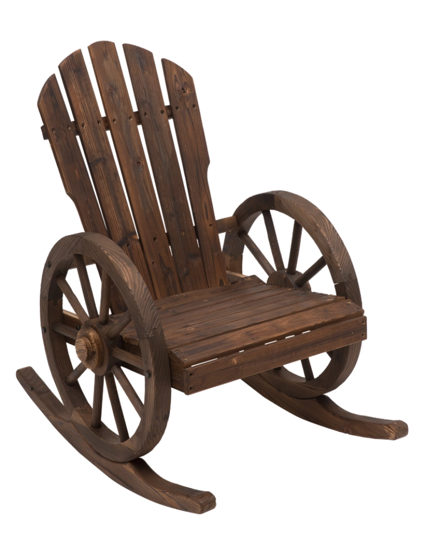 Outsunny - Cadeira de balanço 88x68x97cm cor madera envejecida 84A-126