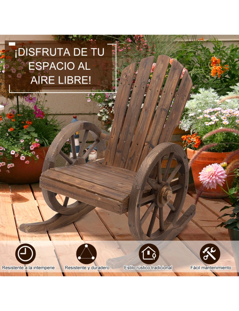 imagem de Cadeira de balanço 88x68x97cm cor madera envejecida 84A-1265