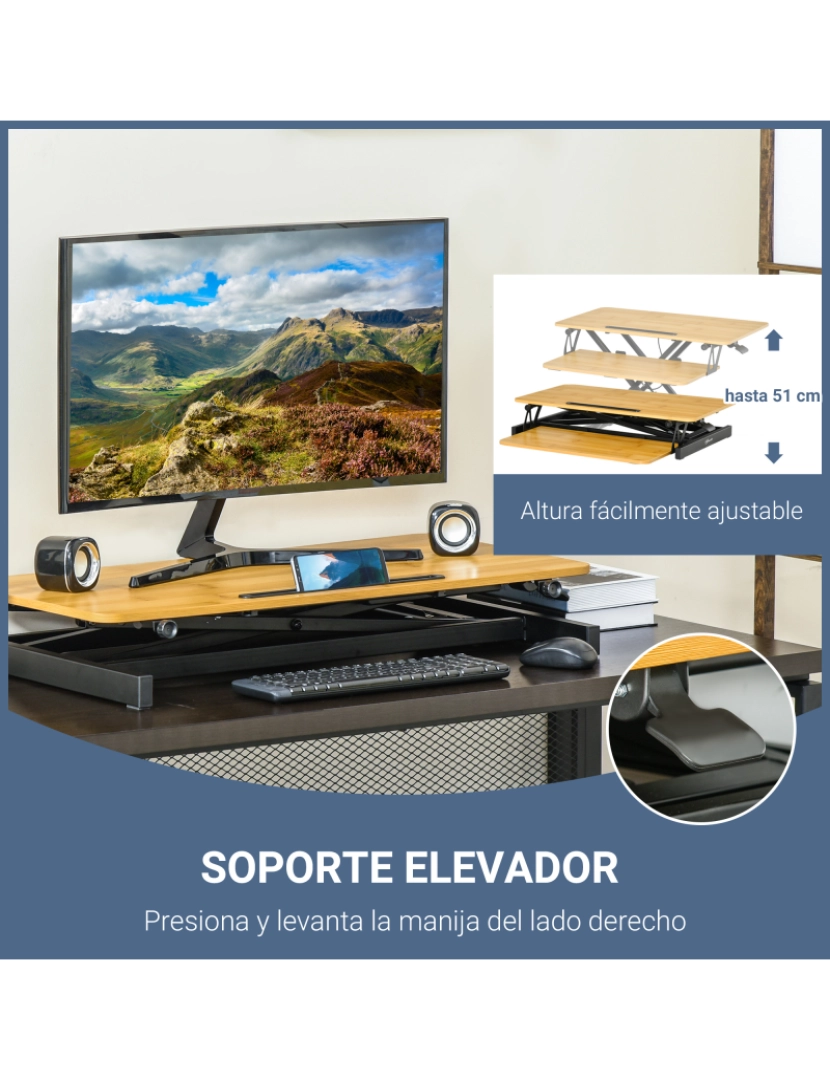 imagem de Suporte Elevador de Computador 80x40x51cm cor cor de madeira natural 923-0424