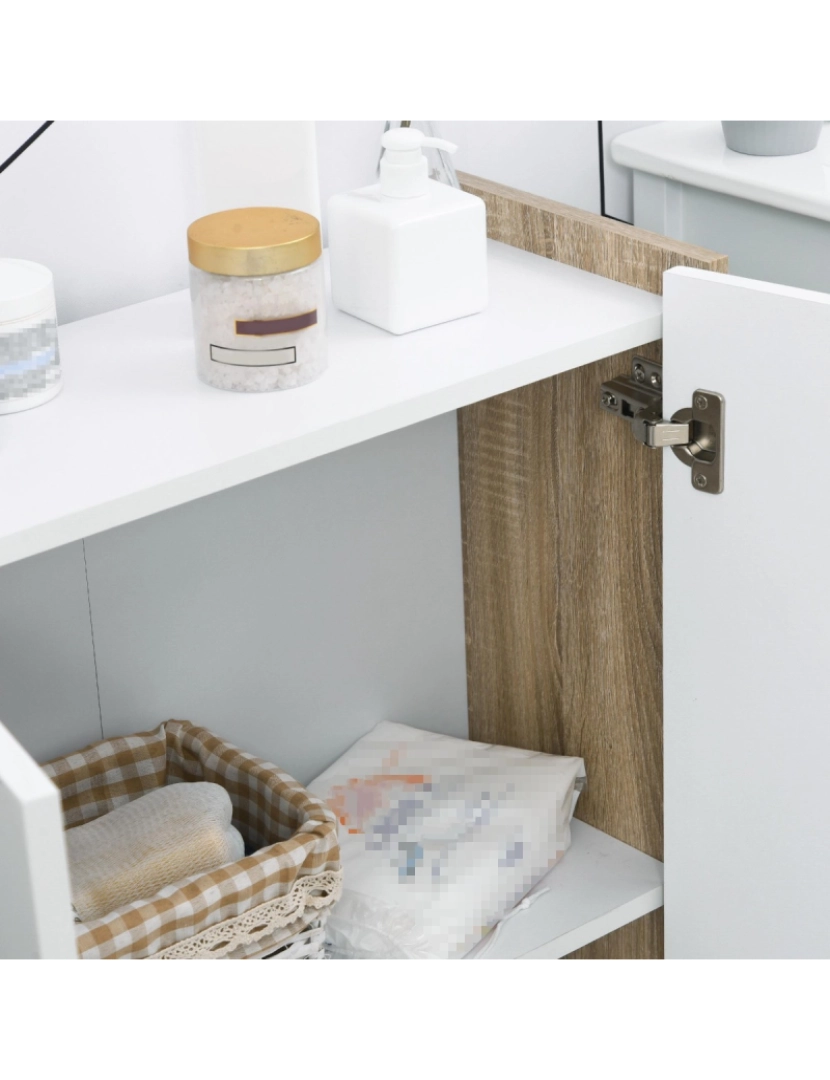 imagem de HOMCOM Armário de Armazenamento de 2 Portas Móvel Auxiliar de Casa de Banho Multiuso com 2 Prateleiras para Cozinha Sala de Estar Dormitório 60x25x90cm Acabado em Branco Brilhante9