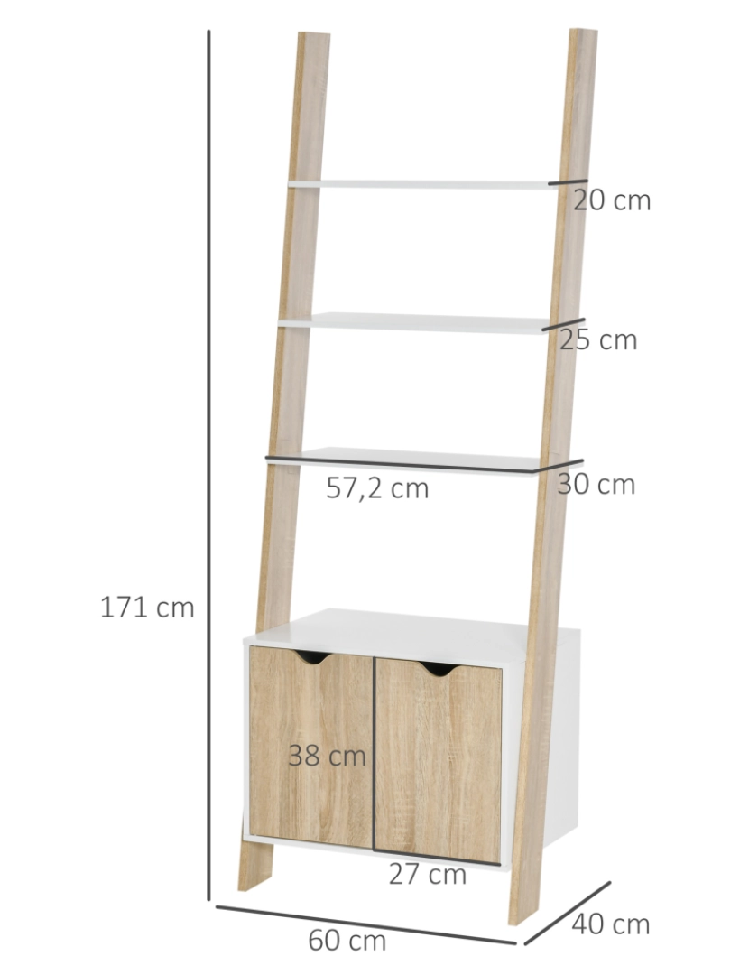 imagem de Estante em forma de Escada 60x40x171cm cor cor de madeira natural 838-1233