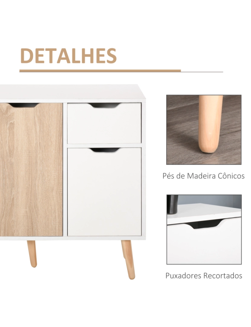 imagem de Aparador 90x30x72cm cor branco e madeira natural 837-117ND6