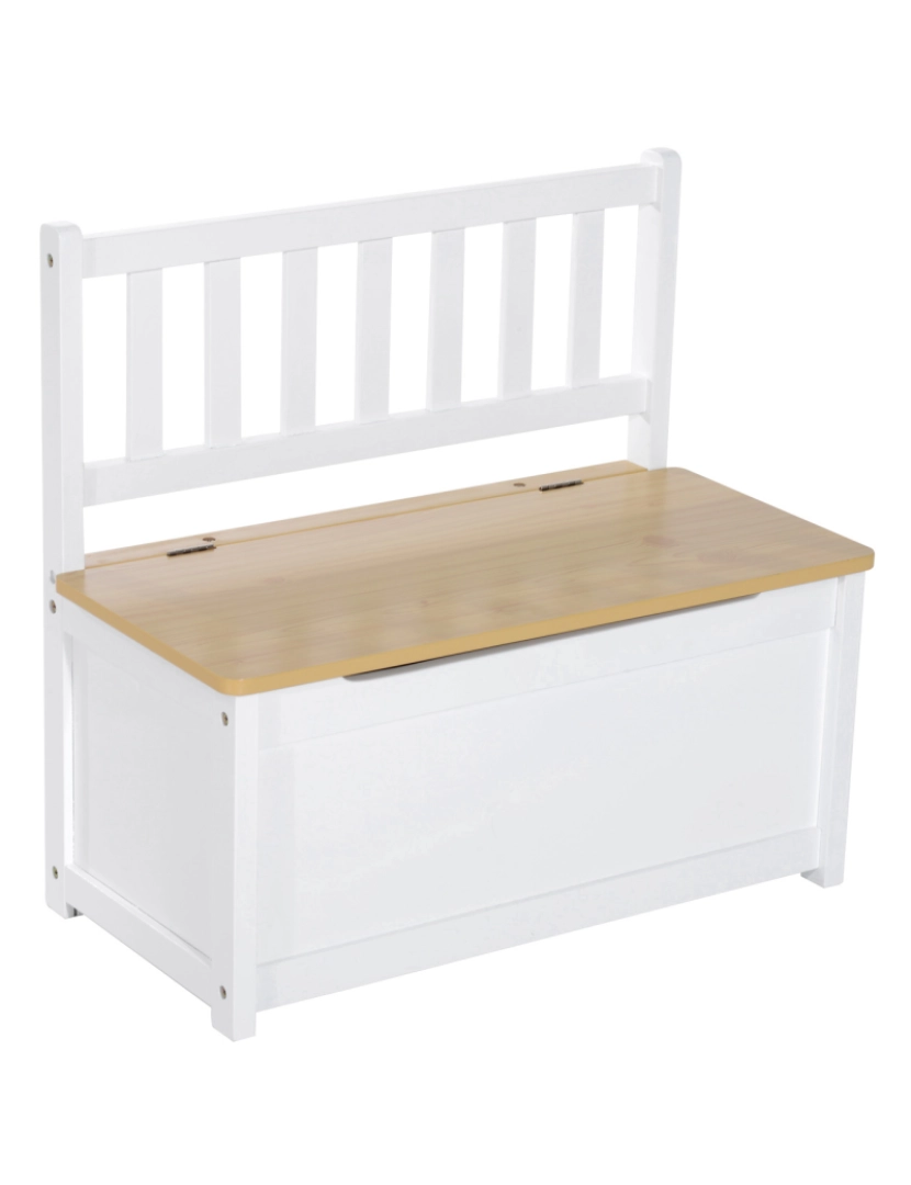 imagem de HOMCOM Conjunto Infantil de Mesa 2 Cadeiras e Banco com Armazenamento Móveis Infantil para Sala de Jogos Dormitório Branco e Natural9