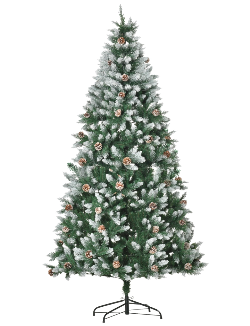 imagem de HOMCOM Árvore de Natal Artificial Ø105x210cm com 1440 Pontas de PVC e 75 Pinhas Base Dobrável e Suporte de Aço Decoração de Natal para Interiores Verde1