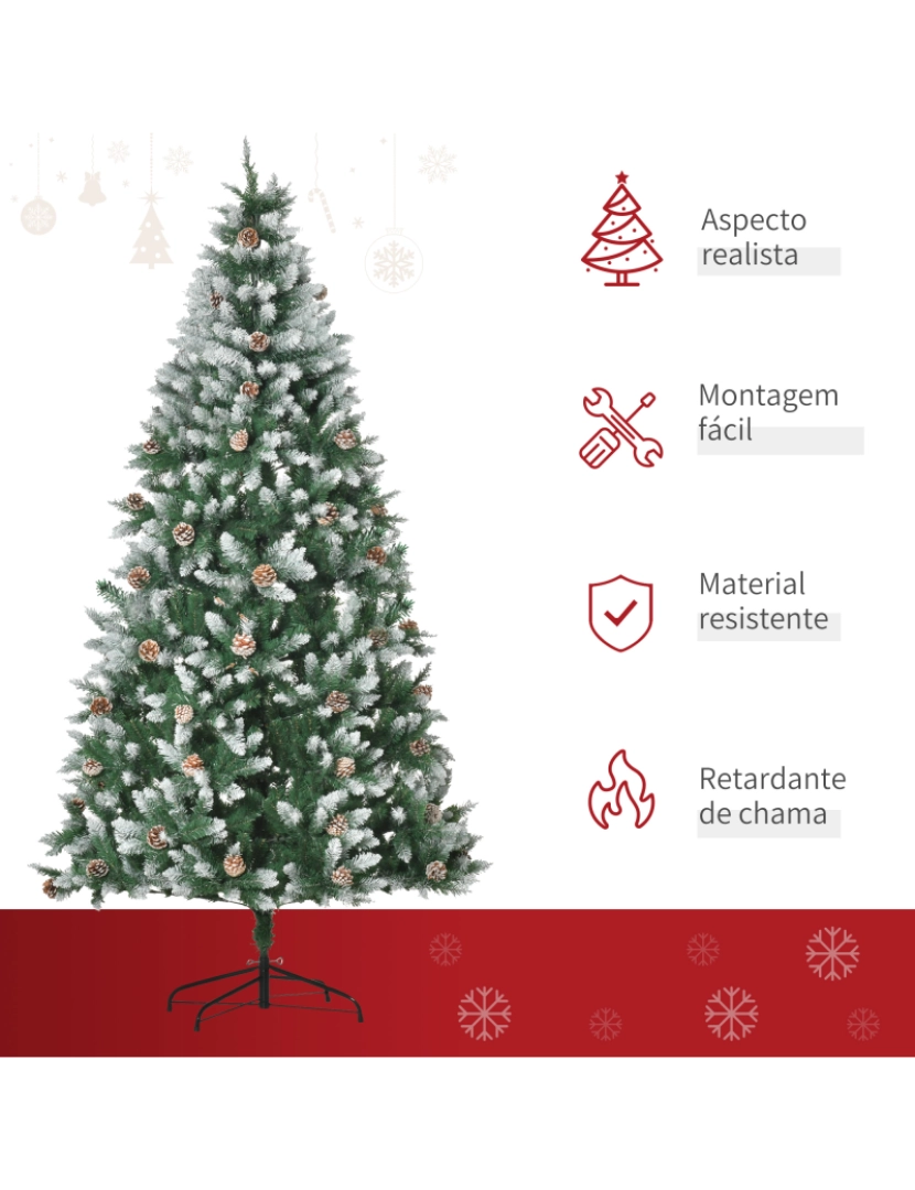 imagem de HOMCOM Árvore de Natal Artificial Ø105x210cm com 1440 Pontas de PVC e 75 Pinhas Base Dobrável e Suporte de Aço Decoração de Natal para Interiores Verde4