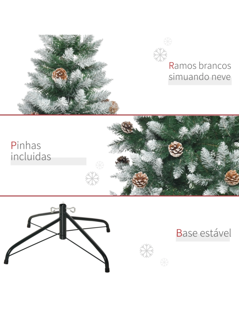 imagem de HOMCOM Árvore de Natal Artificial Ø105x210cm com 1440 Pontas de PVC e 75 Pinhas Base Dobrável e Suporte de Aço Decoração de Natal para Interiores Verde7