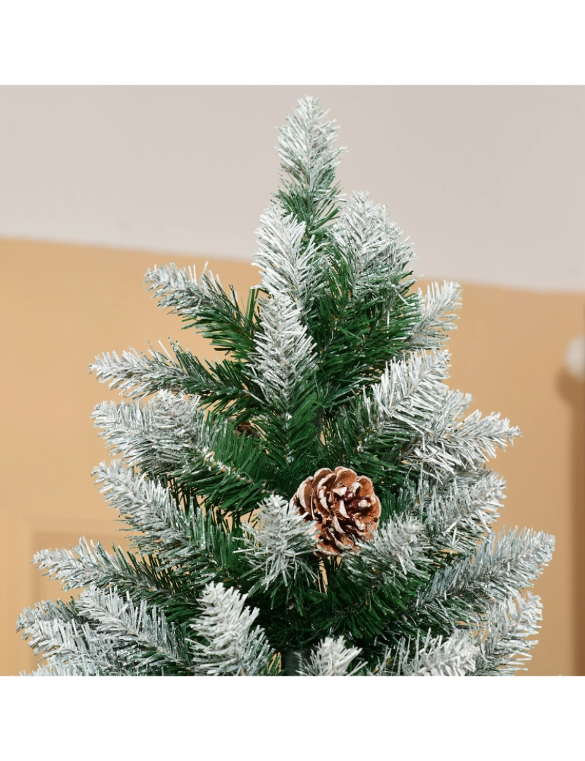 imagem de HOMCOM Árvore de Natal Artificial Ø105x210cm com 1440 Pontas de PVC e 75 Pinhas Base Dobrável e Suporte de Aço Decoração de Natal para Interiores Verde8
