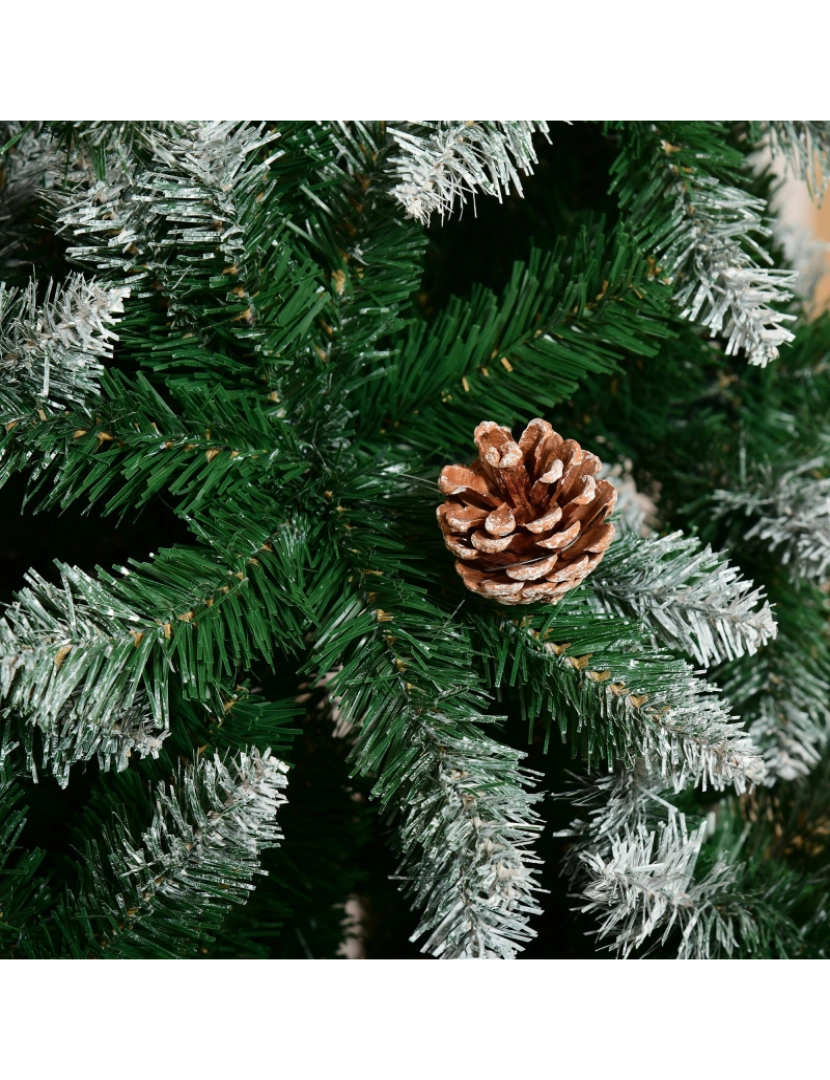 imagem de HOMCOM Árvore de Natal Artificial Ø105x210cm com 1440 Pontas de PVC e 75 Pinhas Base Dobrável e Suporte de Aço Decoração de Natal para Interiores Verde9