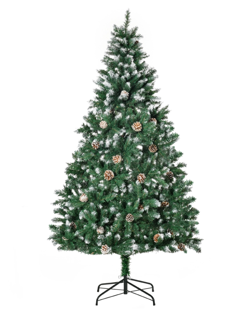 Homcom - HOMCOM Árvore de Natal Artificial Ø90x180cm com 1111 Ramos de PVC e 59 Pinhas Base Dobrável e Suporte de Aço Decoração de Natal para Interiores Verde