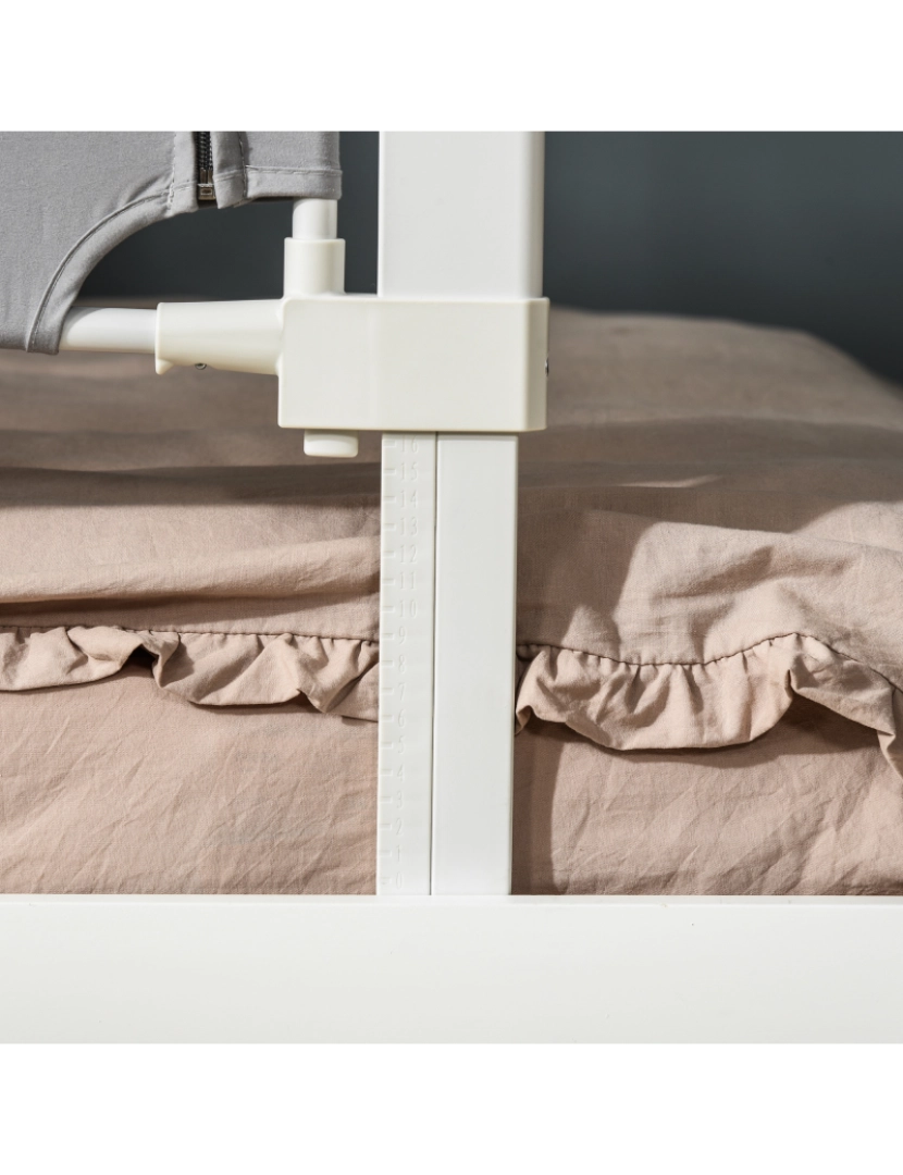 imagem de HOMCOM Barreira de Cama para Crianças de 150cm com Altura Ajustável Barreira de Cama Infantil Proteção Anti Queda com Estrutura de Alumínio 150x44x77,5-104,5cm Cinza8