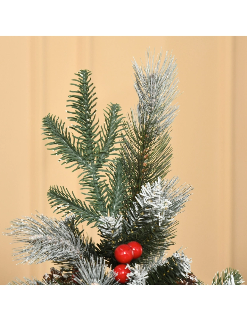 imagem de HOMCOM Árvore de Natal Artificial 150cm com 440 Ramas 39 Pinhas e 39 Frutinhas Folhas de PVC PE Base Dobrável e Suporte Metálico Decoração de Natal para Interiores Verde8