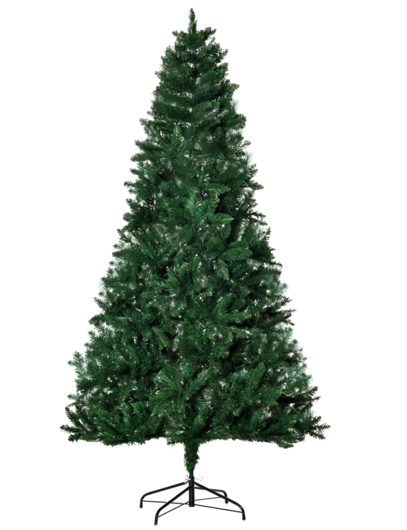 imagem grande de HOMCOM Árvore de Natal Artificial 210cm Ignífuga com 1064 Ramas com 2 Tipos de Pontas de PVC e Base de Aço Decoração de Natal para Interiores Verde1