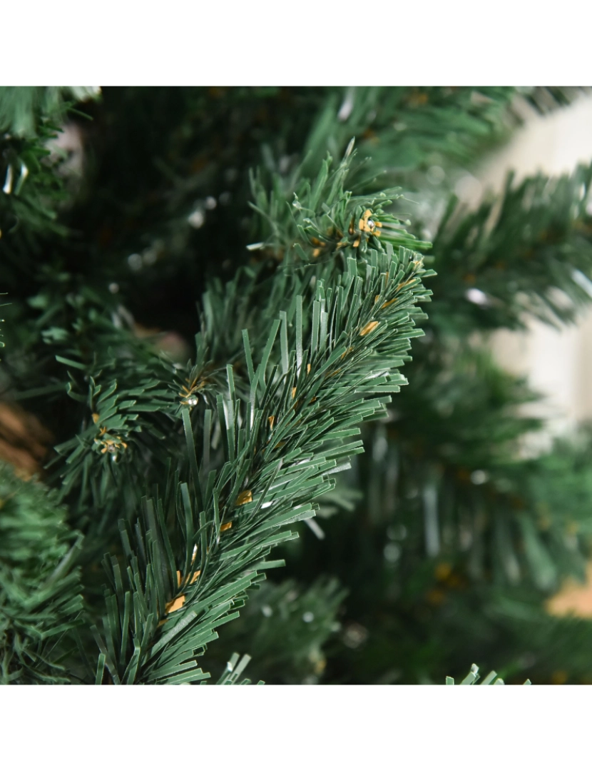 imagem de HOMCOM Árvore de Natal Artificial 210cm Ignífuga com 1064 Ramas com 2 Tipos de Pontas de PVC e Base de Aço Decoração de Natal para Interiores Verde9