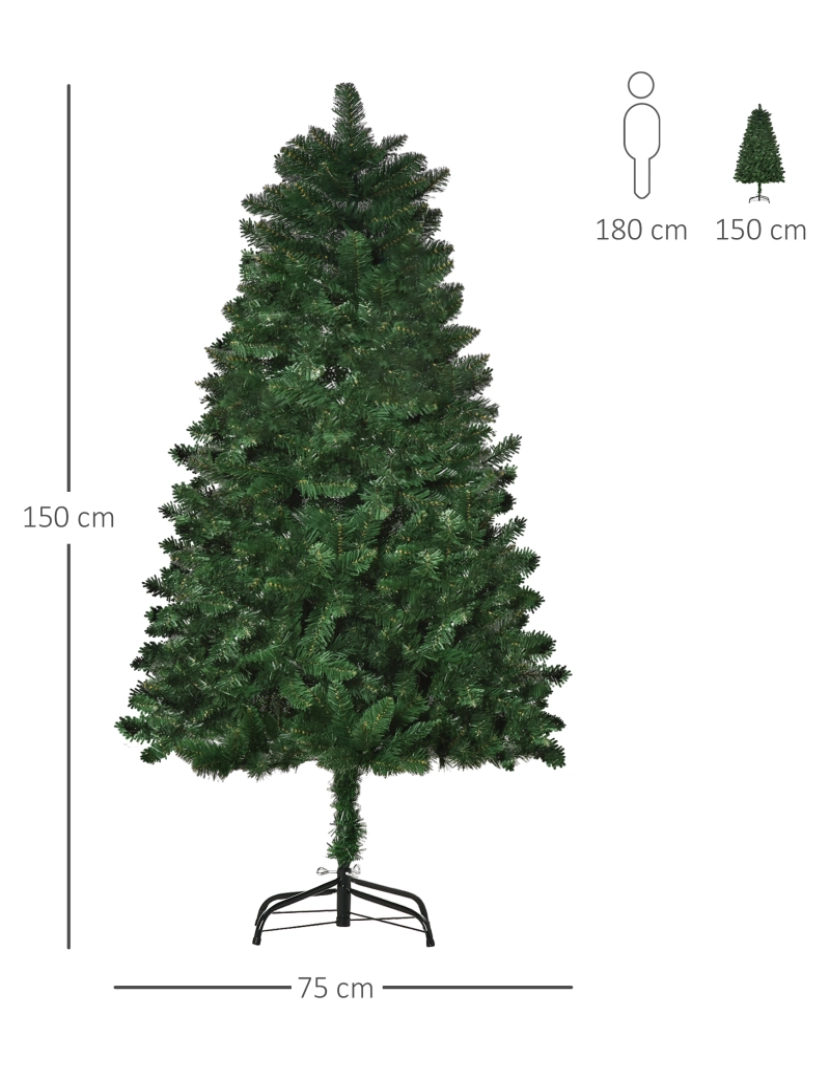 imagem de Árvore de Natal 75x75x150cm cor verde escuro 830-3543