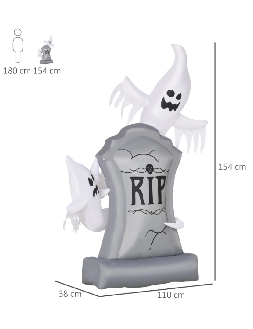 imagem de Fantasmas Infláveis de Halloween 110x38x154cm cor branco e cinza 844-398V903