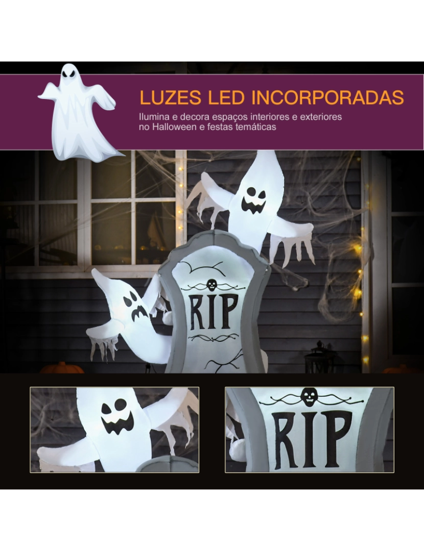 imagem de Fantasmas Infláveis de Halloween 110x38x154cm cor branco e cinza 844-398V904