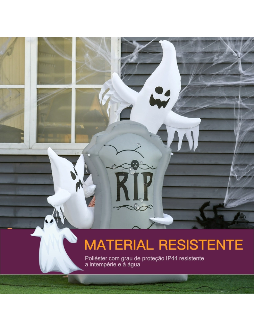 imagem de Fantasmas Infláveis de Halloween 110x38x154cm cor branco e cinza 844-398V905