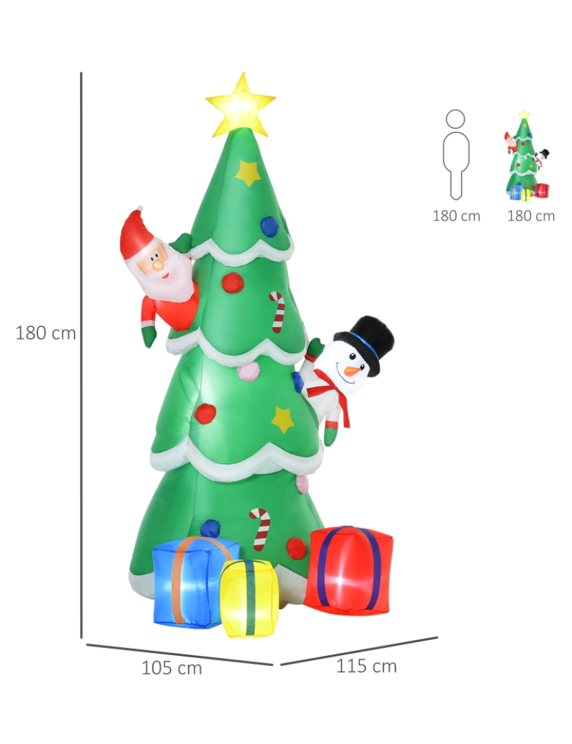 imagem de Árvore de Natal Inflável 115x105x180cm cor verde 844-378V913