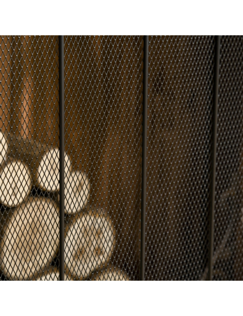 imagem grande de HOMCOM Frente de Lareira Dobrável Frente para Lareira com 3 Painéis Dobradiças Estrutura de Metal e Arame Decorativo 105x80,5cm Preto9