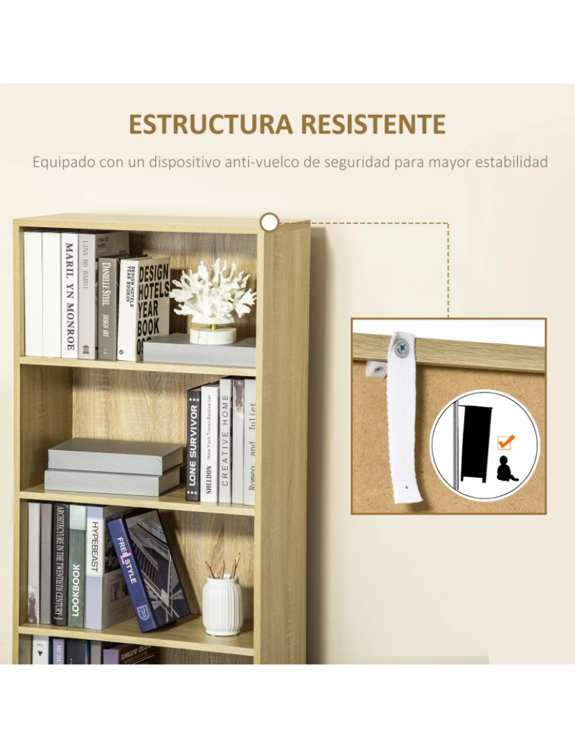 imagem de Estante para Livros 59x29x180cm cor cor de madeira natural 836-483ND5