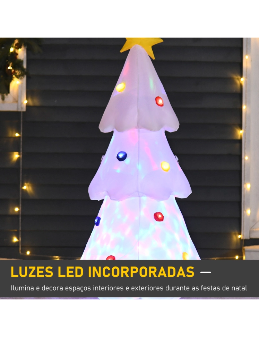imagem de HOMCOM Árvore de Natal Inflável 122cm de Altura com Luzes LED e Inflador Decoração de Natal para Interiores Exteriores 60x51x122cm Branco4