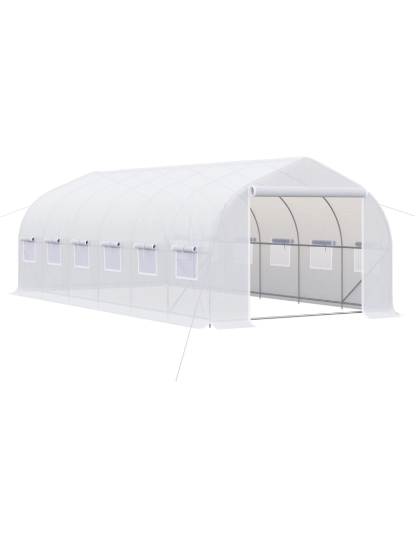 Outsunny - Estufa Tipo Túnel 595x300x200cm cor branco 845-494WT