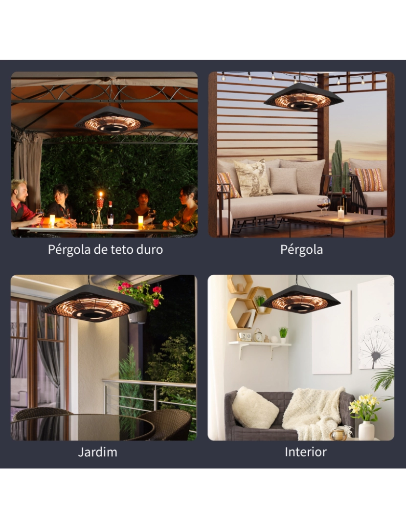 imagem de Aquecedor de Teto para Exterior 45x45x10cm cor preto 842-136V907