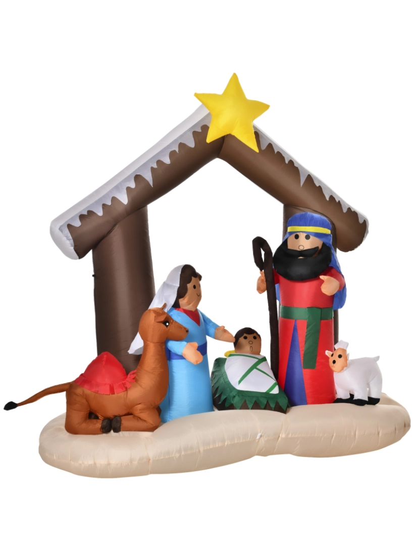 imagem de Decoração Inflável de Natal 201x100x183cm cor branco, marrom, vermelho, verde, azul e amarelo 844-427V901