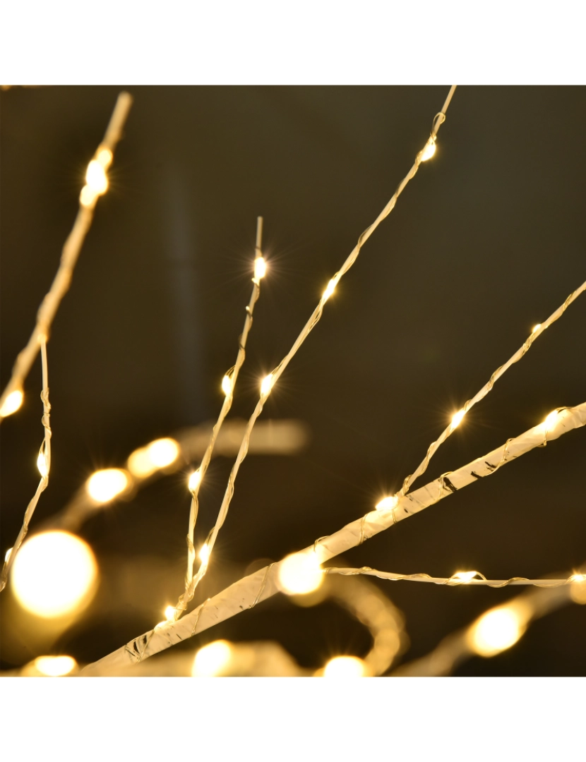 imagem de Outsunny Árvore de Bétula 150cm de Altura com 210 Luzes LED em Branco Quente Ramos Flexíveis e Base para Decoração de Festas Aniversários Casamentos 20x20x150cm Branco6