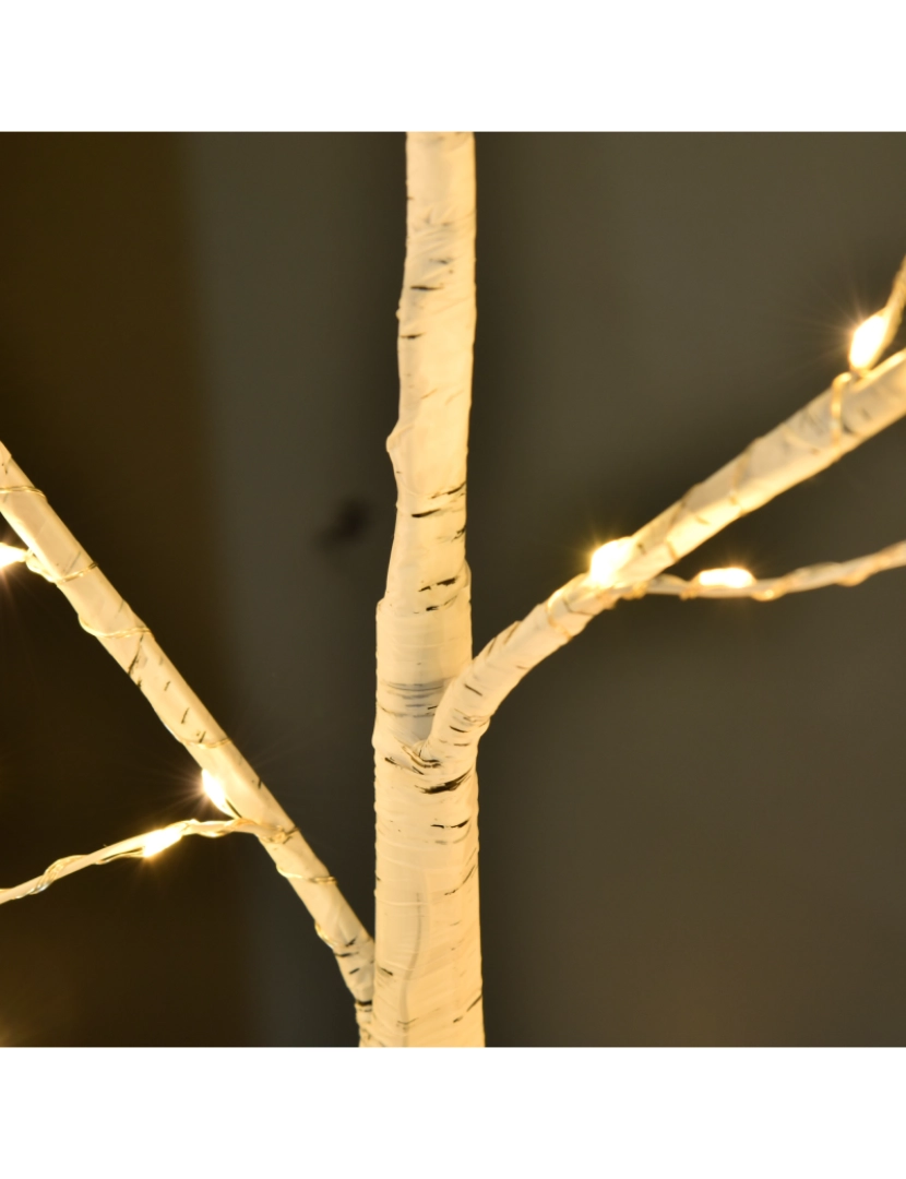 imagem de Outsunny Árvore de Bétula 150cm de Altura com 210 Luzes LED em Branco Quente Ramos Flexíveis e Base para Decoração de Festas Aniversários Casamentos 20x20x150cm Branco7